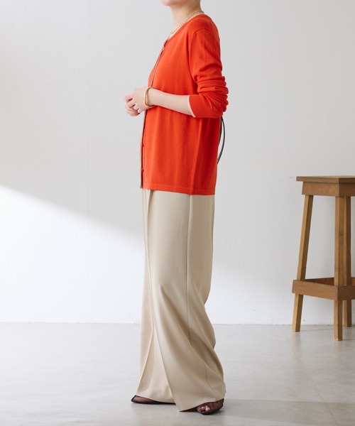 COLLAGE GALLARDAGALANTE（コラージュガリャルダガランテ）の「配色ラインクルーネックカーディガン（カーディガン/ボレロ・レディース・グレー/オレンジ・FREE）」の16枚目の写真