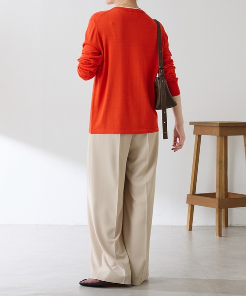 COLLAGE GALLARDAGALANTE（コラージュガリャルダガランテ）の「配色ラインクルーネックカーディガン（カーディガン/ボレロ・レディース・グレー/オレンジ・FREE）」の17枚目の写真