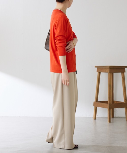 COLLAGE GALLARDAGALANTE（コラージュガリャルダガランテ）の「配色ラインクルーネックカーディガン（カーディガン/ボレロ・レディース・グレー/オレンジ・FREE）」の18枚目の写真