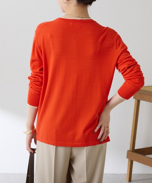 COLLAGE GALLARDAGALANTE（コラージュガリャルダガランテ）の「配色ラインクルーネックカーディガン（カーディガン/ボレロ・レディース・グレー/オレンジ・FREE）」の14枚目の写真