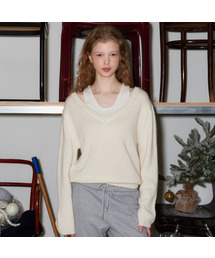 Sophia Deep V-Neck Knit (Ivory)