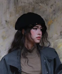 Lis ardent（リスアルダン）の「選べるベレー帽　レッドチェック柄/デニム/ブラックベルベット（ハンチング/ベレー帽）」