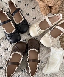 Nia（ニア）の「Nia(ニア)/レース付きバレエシューズ（バレエシューズ）」