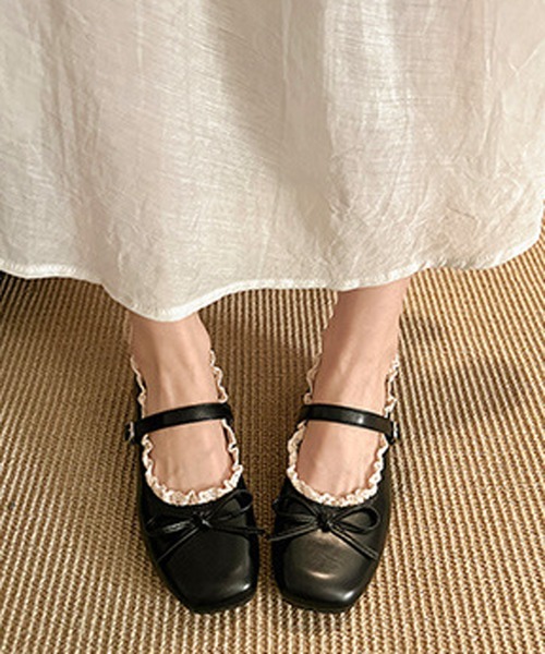 Nia(ニア)の「Nia(ニア)/レース付きバレエシューズ(バレエシューズ・レディース・レッド/ブラウン/ブラック/アイボリー・36/40/38)」の6枚目の写真