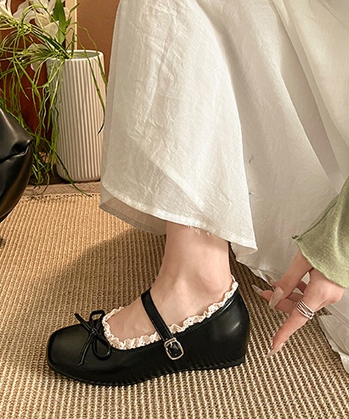 Nia(ニア)の「Nia(ニア)/レース付きバレエシューズ(バレエシューズ・レディース・レッド/ブラウン/ブラック/アイボリー・36/40/38)」の8枚目の写真