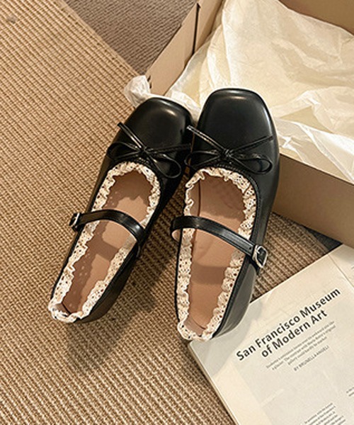 Nia(ニア)の「Nia(ニア)/レース付きバレエシューズ(バレエシューズ・レディース・レッド/ブラウン/ブラック/アイボリー・36/40/38)」の10枚目の写真