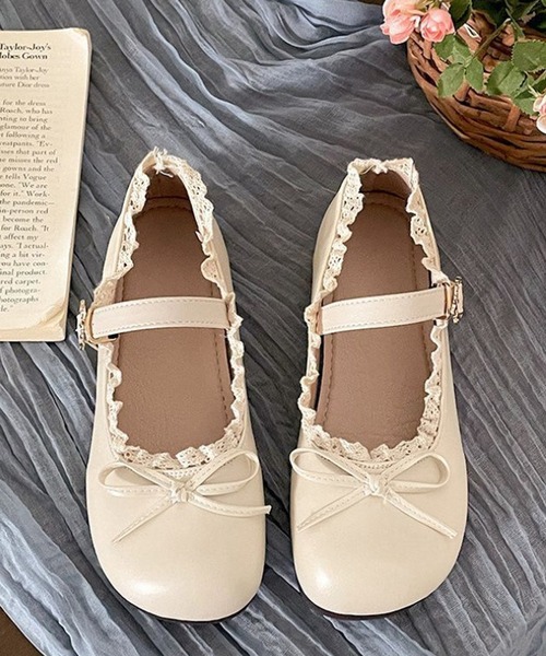 Nia(ニア)の「Nia(ニア)/レース付きバレエシューズ(バレエシューズ・レディース・レッド/ブラウン/ブラック/アイボリー・36/40/38)」の5枚目の写真