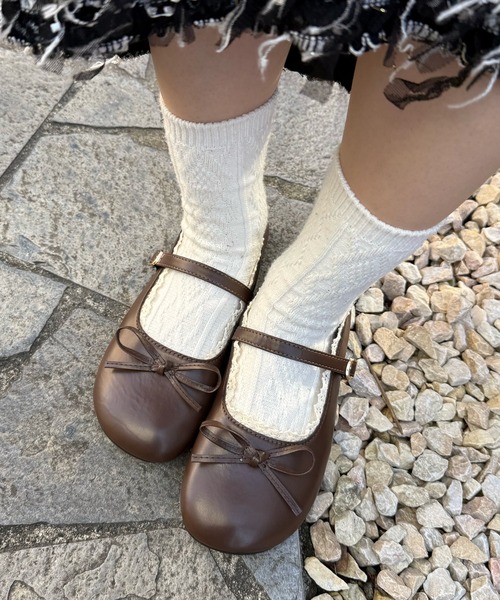 Nia(ニア)の「Nia(ニア)/レース付きバレエシューズ(バレエシューズ・レディース・レッド/ブラウン/ブラック/アイボリー・36/40/38)」の17枚目の写真