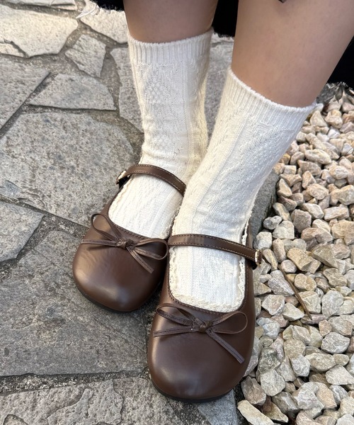 Nia(ニア)の「Nia(ニア)/レース付きバレエシューズ(バレエシューズ・レディース・レッド/ブラウン/ブラック/アイボリー・36/40/38)」の16枚目の写真