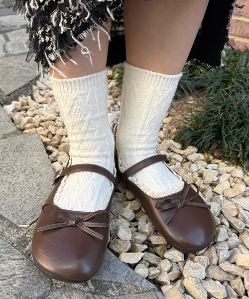 Nia(ニア)の「Nia(ニア)/レース付きバレエシューズ(バレエシューズ・レディース・レッド/ブラウン/ブラック/アイボリー・36/40/38)」の13枚目の写真