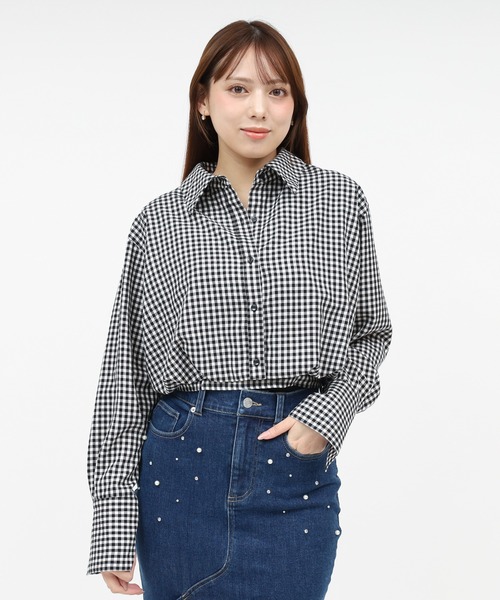 ROYAL PARTY(ロイヤルパーティー)の「バルーンヘムクロップドシャツ(シャツ/ブラウス・レディース・ブルー/オフホワイト/チェック・FREE)」の11枚目の写真