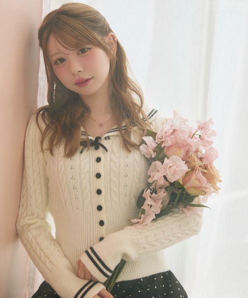 nala Nala ラッシュガード　ニット　ボレロ　カーディガン　新品未着用 セール】セット対応/配色ニットカーディガン（カーディガン/ボレロ