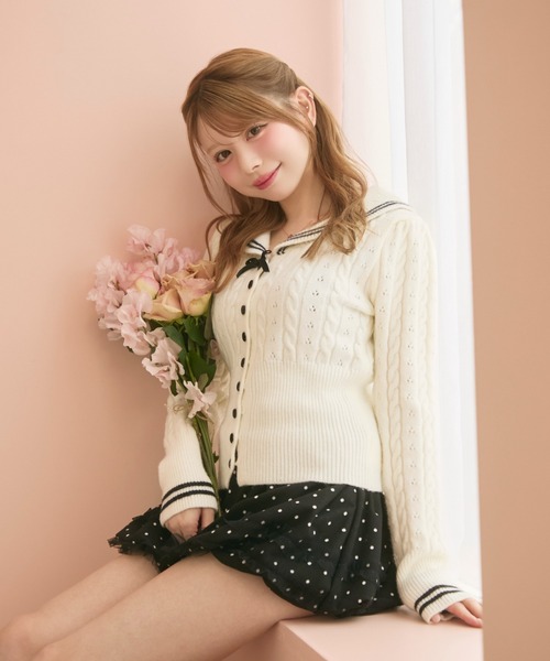 TITTY&CO.（ティティーアンドコー）の「セーラーラインニットカーディガン（カーディガン/ボレロ・レディース・アイボリー/ブラック・FREE）」の18枚目の写真
