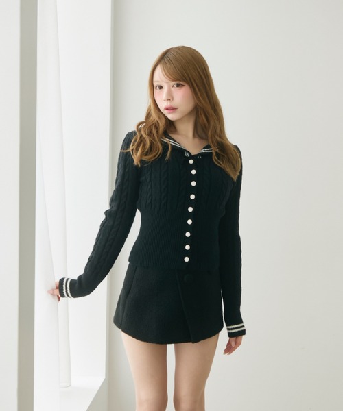 セール】セーラーラインニットカーディガン（カーディガン/ボレロ