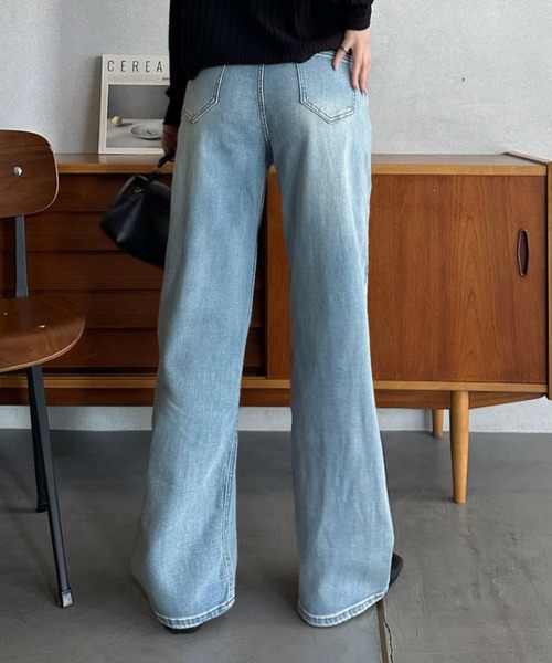 Eclat one(エクラワン)の「【Eclat one】ハイウエスト 美脚ストレート デニムパンツ(デニムパンツ・レディース・ブラック/ライトブルー/グレー・M/S)」の8枚目の写真