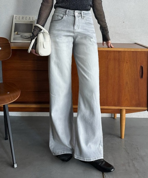 Eclat one(エクラワン)の「【Eclat one】ハイウエスト 美脚ストレート デニムパンツ(デニムパンツ・レディース・ブラック/ライトブルー/グレー・M/S)」の13枚目の写真