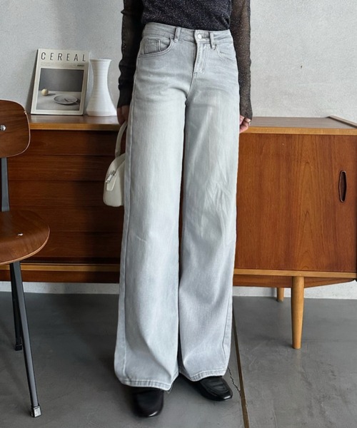 Eclat one(エクラワン)の「【Eclat one】ハイウエスト 美脚ストレート デニムパンツ(デニムパンツ・レディース・ブラック/ライトブルー/グレー・M/S)」の10枚目の写真