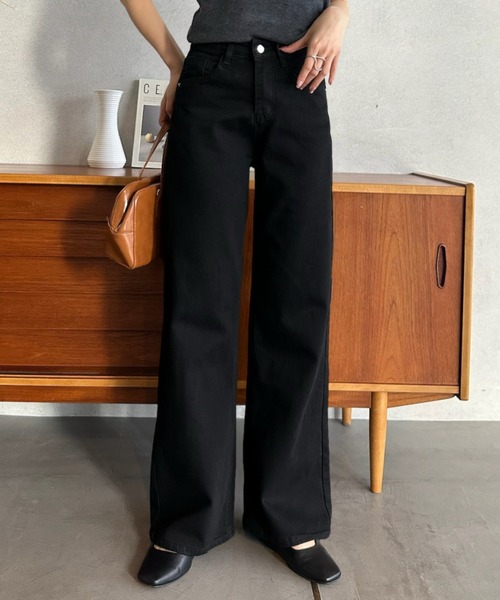 Eclat one(エクラワン)の「【Eclat one】ハイウエスト 美脚ストレート デニムパンツ(デニムパンツ・レディース・ブラック/ライトブルー/グレー・M/S)」の5枚目の写真