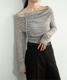 on:nue（オンニュ）の「【on:nue】[お気に入り登録数5,000突破！][着用動画あり！/ 大人ドットシリーズ オフショル登場！] シアードットオフショルカットソー /2026 SS COLLECTION（Tシャツ/カットソー）」