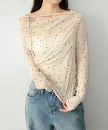 on:nue（オンニュ）の「【on:nue】[着用動画あり！/ 大人ドットシリーズ オフショル登場！] シアードットオフショルカットソー /2026 SS COLLECTION（Tシャツ/カットソー）」