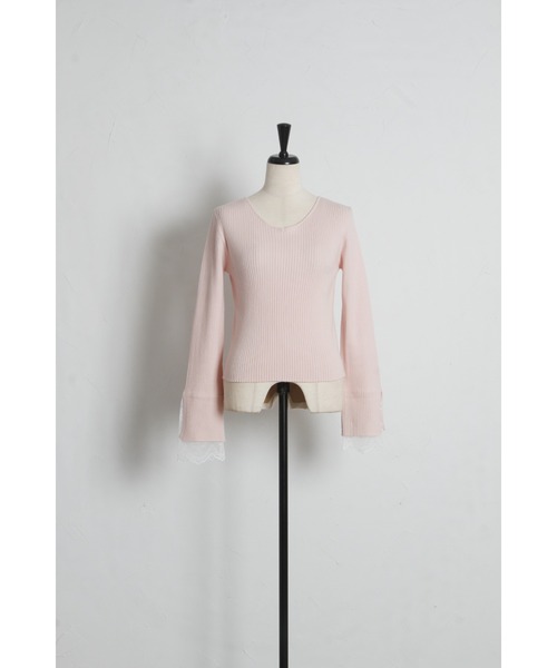 tocco closet(トッコ クローゼット)の「【ZOZO限定】前後2WAY袖レースリブニットトップス(ニット/セーター・レディース・ラベンダー/ネイビー/ピンク/ライトイエロー/ブラック/ワイン・M)」の10枚目の写真