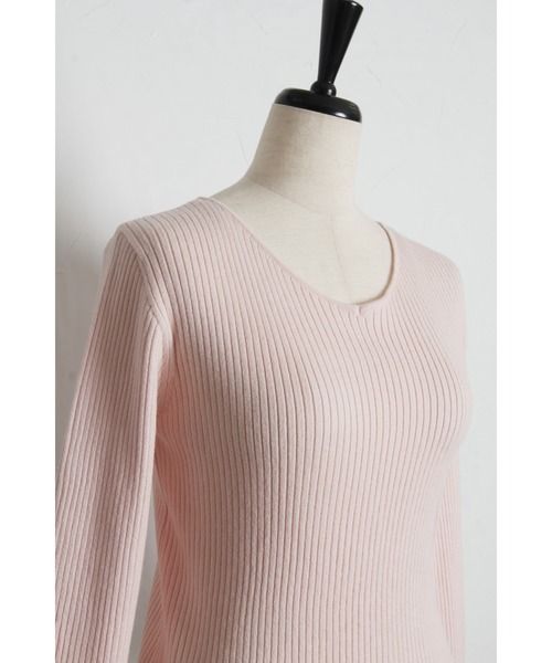 tocco closet(トッコ クローゼット)の「【ZOZO限定】前後2WAY袖レースリブニットトップス(ニット/セーター・レディース・ラベンダー/ネイビー/ピンク/ライトイエロー/ブラック/ワイン・M)」の15枚目の写真