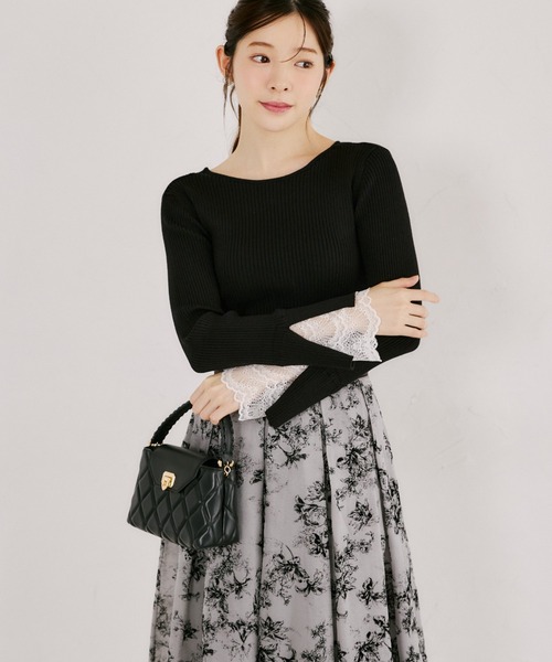 tocco closet(トッコ クローゼット)の「【ZOZO限定】前後2WAY袖レースリブニットトップス(ニット/セーター・レディース・ラベンダー/ネイビー/ピンク/ライトイエロー/ブラック/ワイン・M)」の22枚目の写真