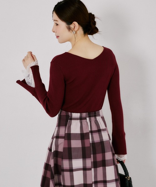 tocco closet(トッコ クローゼット)の「【ZOZO限定】前後2WAY袖レースリブニットトップス(ニット/セーター・レディース・ラベンダー/ネイビー/ピンク/ライトイエロー/ブラック/ワイン・M)」の20枚目の写真