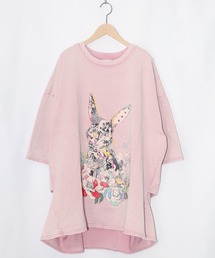 ScoLar | 161603：パッチワークウサギ柄ヴィンテージ風プルオーバー(Tシャツ/カットソー)