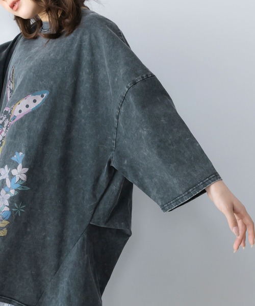 ScoLar(スカラー)の「161603:パッチワークウサギ柄ヴィンテージ風プルオーバー(Tシャツ/カットソー・レディース・ブラック/ピンク/ブルー・M)」の10枚目の写真