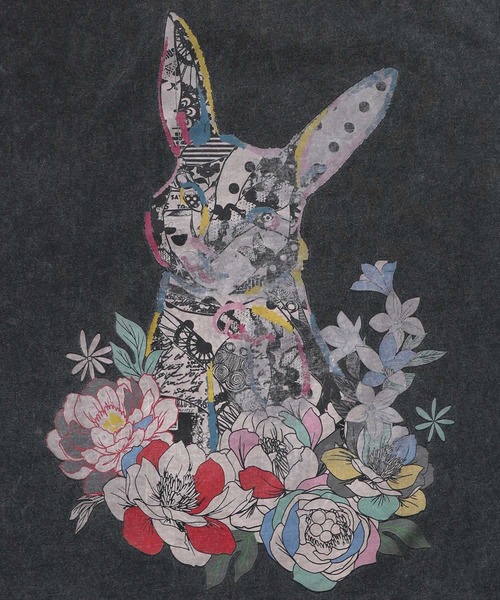 ScoLar(スカラー)の「161603:パッチワークウサギ柄ヴィンテージ風プルオーバー(Tシャツ/カットソー・レディース・ブラック/ピンク/ブルー・M)」の13枚目の写真