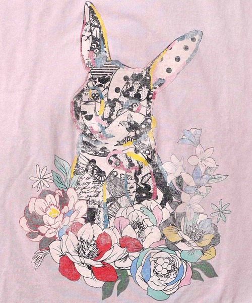 ScoLar(スカラー)の「161603:パッチワークウサギ柄ヴィンテージ風プルオーバー(Tシャツ/カットソー・レディース・ブラック/ピンク/ブルー・M)」の14枚目の写真