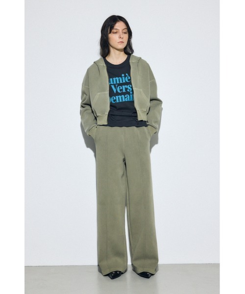 AZUL by moussy(アズールバイマウジー)の「【セットアップ対応】【身長/骨格別着用画像あり】ピグメントピンタックワイドパンツ スウェット リラックス 秋服 冬服 春服(スラックス・レディース・ライトブラック/アイボリー/カーキ・SMALL/MEDIUM)」の21枚目の写真