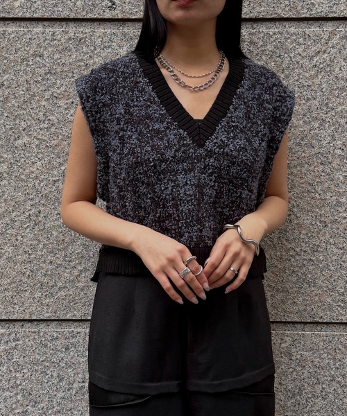 &g'aime（アンジェム）の「【&ｇ'aime 】MIXカラーベスト Mix Color Vest（ベスト・レディース・アイボリー/ブラック/チャコールグレー・FREE）」の11枚目の写真