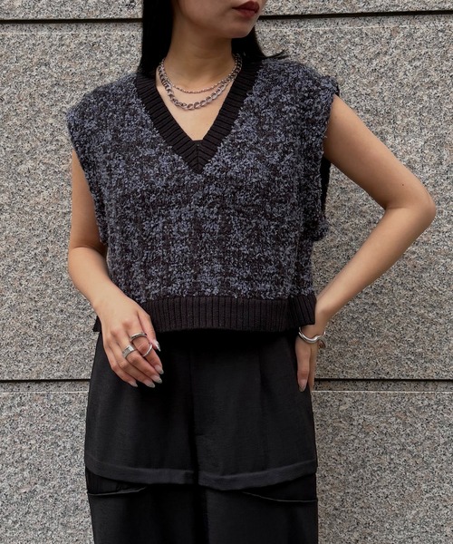 &g'aime（アンジェム）の「【&ｇ'aime 】MIXカラーベスト Mix Color Vest（ベスト・レディース・アイボリー/ブラック/チャコールグレー・FREE）」の13枚目の写真