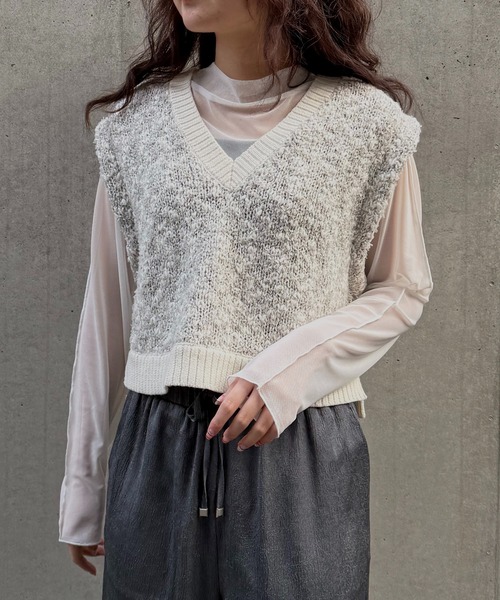 &g'aime（アンジェム）の「【&ｇ'aime 】MIXカラーベスト Mix Color Vest（ベスト・レディース・アイボリー/ブラック/チャコールグレー・FREE）」の8枚目の写真