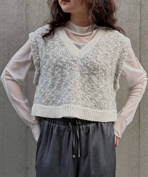 &g'aime（アンジェム）の「【&ｇ'aime 】MIXカラーベスト Mix Color Vest（ベスト・レディース・アイボリー/ブラック/チャコールグレー・FREE）」の9枚目の写真