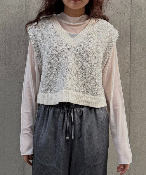 &g'aime（アンジェム）の「【&ｇ'aime 】MIXカラーベスト Mix Color Vest（ベスト・レディース・アイボリー/ブラック/チャコールグレー・FREE）」の10枚目の写真