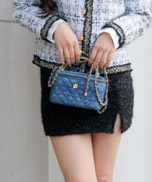 ALLuRing ChaRm（アリュリングチャーム）の「【2026SS新作】Rhinestone Denim Quilted Vanity Bag / ラインストーンデニムキルティングバニティバッグ（ハンドバッグ）」