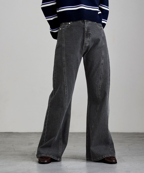 etoll.（エトル）の「シームデザインフレアデニムパンツ（デニムパンツ・レディース・ブルー/グレー・M/S）」の2枚目の写真