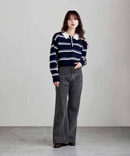 etoll.（エトル）の「シームデザインフレアデニムパンツ（デニムパンツ・レディース・ブルー/グレー・M/S）」の7枚目の写真