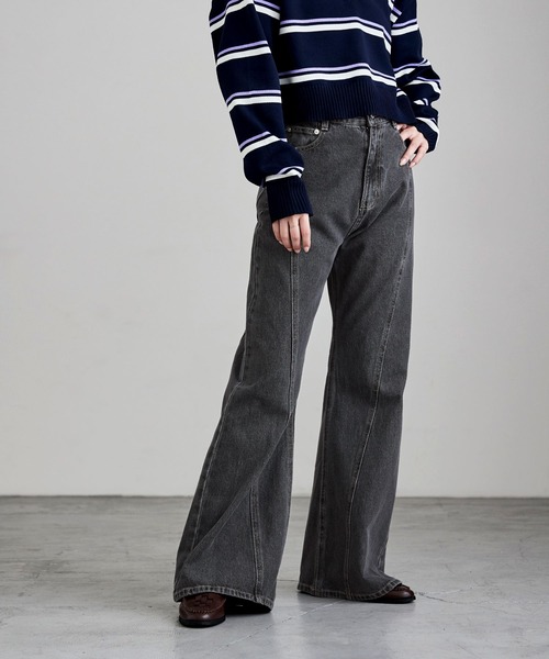 etoll.（エトル）の「シームデザインフレアデニムパンツ（デニムパンツ・レディース・ブルー/グレー・M/S）」の9枚目の写真