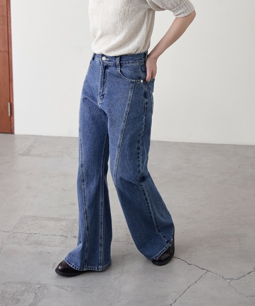 etoll.（エトル）の「シームデザインフレアデニムパンツ（デニムパンツ・レディース・ブルー/グレー・M/S）」の16枚目の写真