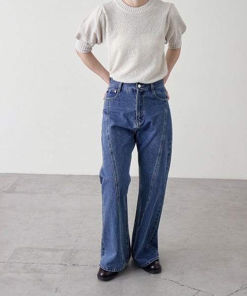 etoll.（エトル）の「シームデザインフレアデニムパンツ（デニムパンツ・レディース・ブルー/グレー・M/S）」の17枚目の写真