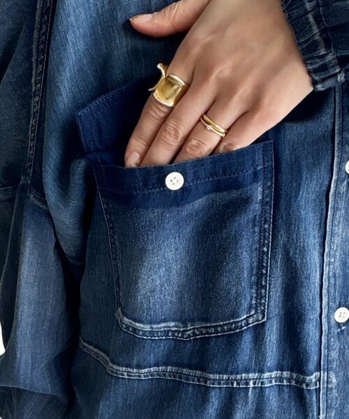 DouDou（ドゥドゥ）の「バックギャザーシアーデニムシャツ（シャツ/ブラウス・レディース・サックスブルー/ブルー・FREE）」の20枚目の写真