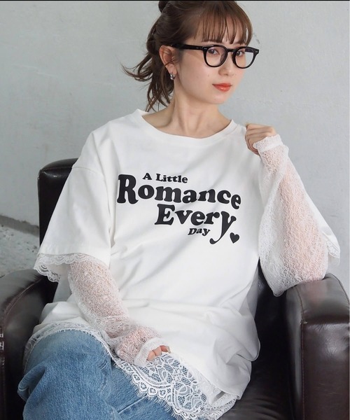 tiptop(ティップトップ)の「レースレイヤードロゴロンT(Tシャツ/カットソー・レディース・オフホワイト/ピンク/スミクロ・FREE)」の19枚目の写真