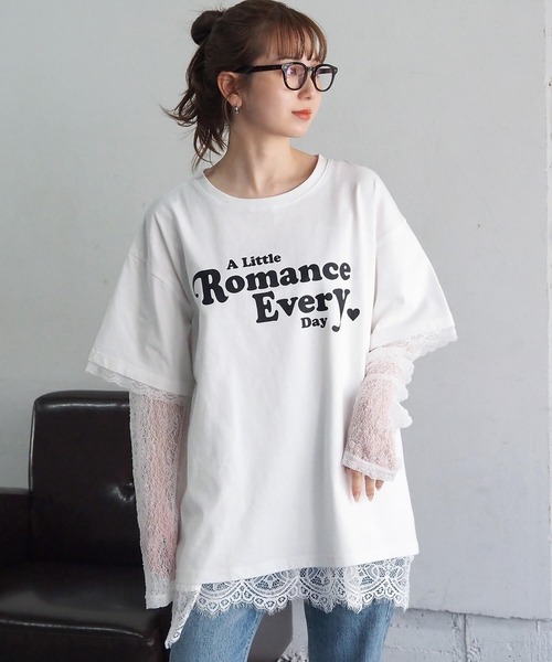 tiptop(ティップトップ)の「レースレイヤードロゴロンT(Tシャツ/カットソー・レディース・オフホワイト/ピンク/スミクロ・FREE)」の20枚目の写真