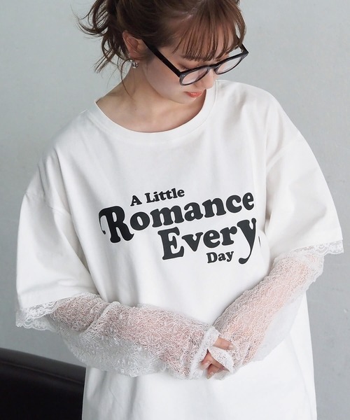 tiptop(ティップトップ)の「レースレイヤードロゴロンT(Tシャツ/カットソー・レディース・オフホワイト/ピンク/スミクロ・FREE)」の22枚目の写真