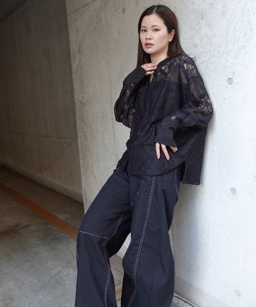 CORNERS(コーナーズ)の「ブロックレースフード付きブラウス(Tシャツ/カットソー・レディース・アイボリー/ホワイト/ベージュ/ブラック・M)」の19枚目の写真