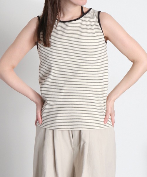 cepo(セポ)の「〈前後2way〉ホルターネックタンクトップ(タンクトップ・レディース・チャコール/ホワイト系その他/ブラック/オフホワイト・M)」の3枚目の写真